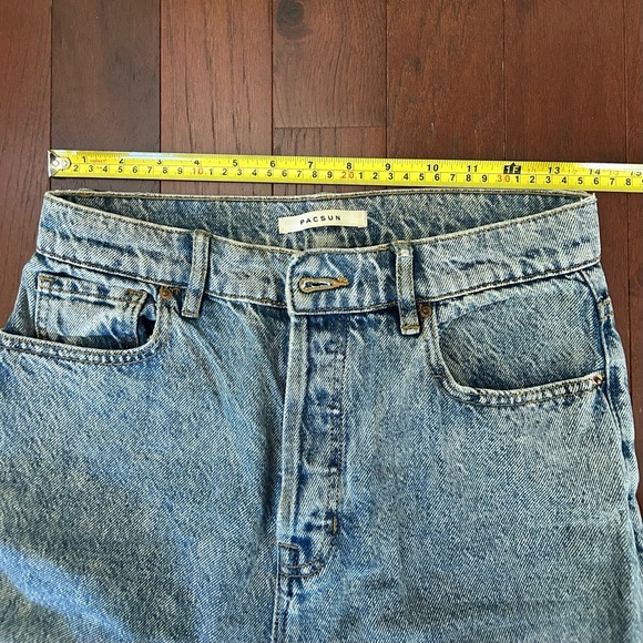 Pac Sun Woman's Blue Button Up Denim High Rise Jeans Straight Leg 26" X 25” - Picture 7 of 10